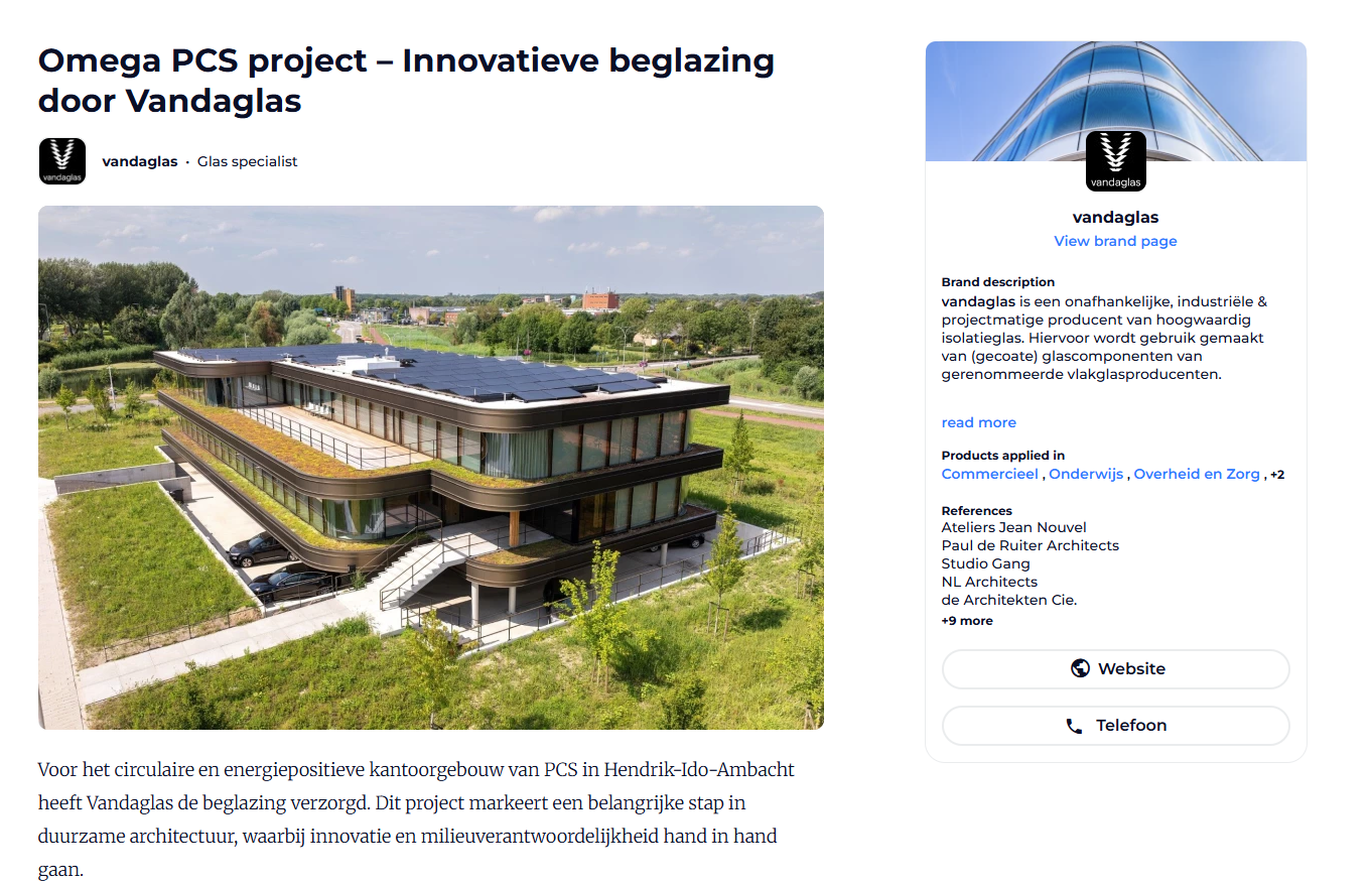 Archello | Omega PCS project – Innovatieve beglazing door Vandaglas