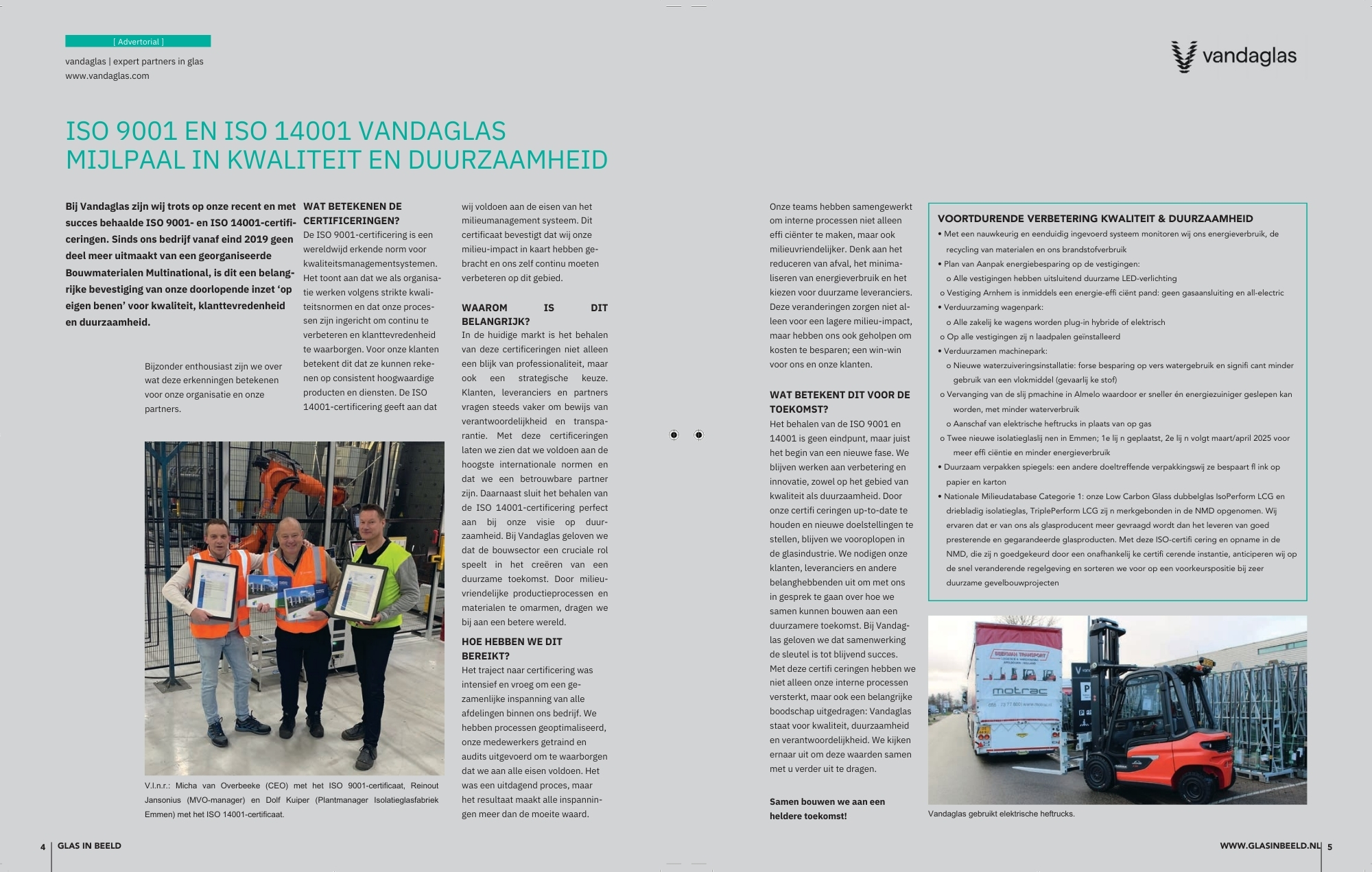 Glas in beeld | ISO 9001 EN ISO 14001 Vandaglas mijlpaal in kwaliteit en duurzaamheid